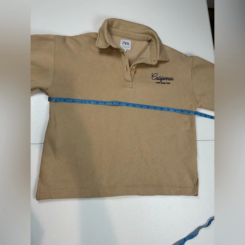 Zara Girls Beige Polo Sweatshirt California Long Road Trip‎ Size 11-12 Years